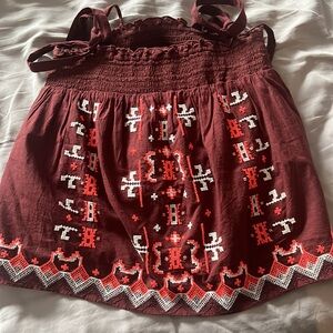 Anthropologie Embroidered Tie-Shoulder Tank Top in Excellent Condition